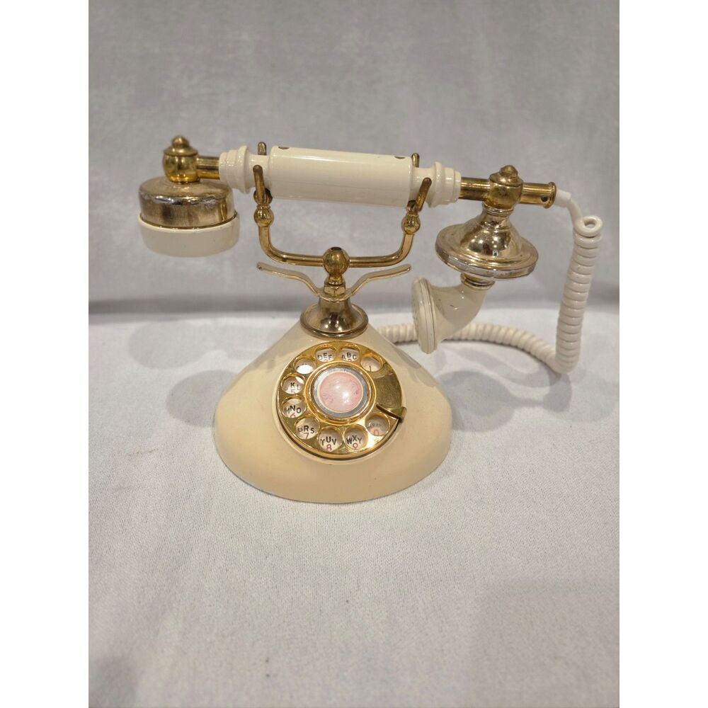 Vtg Pillow Talk French Style Cream Rotary Telephone Made In Korea Prop Decor